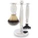 JAG Shaving Razor Set | 4-Piece Ivory Gift Set with Silver Spitzhaar Brush & Shaving Rack | Premium Grooming Essentials for a Smooth Shave - Buy Online on GoSupps.com
