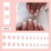 SINSEN Pink Square Fake Nails with Rhinestones - 24Pcs Medium Length French Tip Press on Nails, White Flower Design, Glossy Acrylic Nails for Women and Girls - Buy Online on GoSupps.com