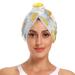 Lemon Gnomes Hair Towel 2 Pack Super Absorbent Hair Drying Towel Quick Dry Hair Turbans Head Towel with Button Twisty Wrap for Women Girls