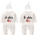 culbutomind Baby Twins Bodysuits Double Trouble Newborn Unisex Baby Romper Cute Outfit With Hat White 6-9 Months
