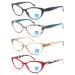MODFANS Women Reading Glasses Blue Light Blocking Ladies Readers Spring Hinges Anti Glare UV Eyestrain Computer Eyeglasses 4 Pack Color 1.0 x