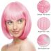 AOMIG Short Bob Wig for Women 3 Pack Short Pink Bob Wigs Set with 2 Wig Cap Neon Fancy Dress Accessory Cosplay Party Wig Synthetic Straight Wig for Daily Halloween Decorations Pink/B - Buy Online on GoSupps.com