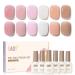GAOY Jelly Pink Gel Nail Polish Set  6 Transparent Colors Natural Brown Gel Nail Kit for Nail Art DIY Manicure and Pedicure at Home Crystal Pink