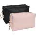 2 pieces PU travel make-up storage bag cosmetic bag travel-storage bag cultural bag small waterproof light make-up pocket organizer for women men and children pink+black