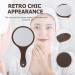 Beaupretty Handheld Makeup Mirror with Yellow Wood Handle - Portable Retro Vanity Pocket Mirror for Women - Outdoor Travel Mirror - 29.7x16.7cm - Buy Online on GoSupps.com
