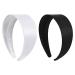 DEEKA 2 Inch Wide Satin Headband for Women and Girls -White/Black 2 Count (Pack of 1) White/Black