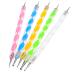 TRIXES 5 x 2-Way Nail Art Pen for Dots and Marbling