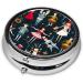 Portable Women's Nutcracker Ballet Pill Box - Round Mini 3-Compartment Design for Travel - Perfect for Small Pills - Black - Buy Online on GoSupps.com