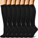 Compression stockings (7 pairs) for women and men: for medical nursing running and fitness Black L-XL