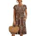 Women's Summer Cotton Linen Floral Printed Short Sleeve Dress Crew Neck Loose Casual Beach Dresses with Pockets 04 Medium - Buy Online on GoSupps.com