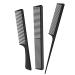 Jeopoom hair comb comb set 3 pieces hairdresser precision comb normal tooth comb and double toothed comb professional haircomb strong durable antistatic for men and women (black) 1-black