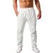Cegerne Men's Linen Trousers Long Lightweight Summer Trousers Medieval Loose Fit Casual Leisure Trousers for Holiday Beach Everyday M White