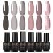 ROASLIND Gel Nail Polish Set 6 Colours 7ml Black Grey Glitter Pink Gel Polish Kit UV LED Soak Off Vanish DIY Manicure Nail Art Gift set4