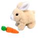 LYINUR Interactive Rabbit Toy with Carrot Pet Hopping Bunny Toy for Kids Walking and Talking Rabbit Toys for Boys Girls Funny Plush Stuffed Bunny Toy with Sounds and Movements (Yellow)