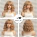 OUFEI Strawberry Blonde Short Wavy Wig with Bangs - Synthetic Heat Resistant Hair for Daily Wear and Cosplay - Buy Online on GoSupps.com