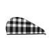 White and Black Plaid Pattern Microfiber Hair Towel Soft Super Absorbent Hair Towel Wrap for Women Coral Velvet Quick Dry Hair Cap for Long Curly and Thick Hair