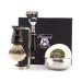 Haryali London Men's Shaving Set 5-Edge Razor with Silver Tip Badger Brush Stand Bowl and Soap