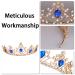 Gold Tiara Crown with Blue Rhinestone for Wedding, Birthday, Pageant & Party - Buy Online on GoSupps.com