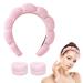 Feliciay Spa Headband for Women Sponge Terry Towel Cloth Fabric Head Band Puffy Makeup Headband Skincare Face Makeup Removal Washing Shower Cute Hair Accessories(Pink)