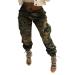 Vakkest Women's Cargo Camo Pants High Waist Slim Fit Trousers Camouflage Active Jogger Pocket Sweatpant with Belt Armygreen XX-Large