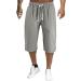 CEWIFO Men's Slip Pants - Lightweight Cotton Linen Trousers Calf Cord Shorts Simple Gray Sports Shorts for Men - Buy Online on GoSupps.com