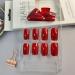 Red Press on Nails | Medium Length Coffin | Wine Red Acrylic Glue on Nails Set | 24 Pcs Elegant Gradient Design | Full Cover Shiny False Nails for Women - Buy Online on GoSupps.com