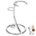 Shaving brush holder metal shaving brush stand holder shaving racks portable 2 in 1 curved design for set holder razor and brush stand universal for men facial care silver