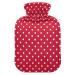 Hot water bottle with cover soft warm for winter hand neck and shoulders red and white dotted