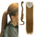 iLUU Honey Blonde Ponytail Extension 24 Inch Long Straight Wrap Around Synthetic Clip in Hair Extension for White Black Women Party Daily Use (100g #27-Blonde)
