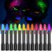 AOOWU UV Body Paint 12 Neon Colors Washable Makeup Pencils Face Paint UV Color Pencils Halloween Carnival