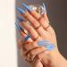 Sethain shiny ballerina false nails blue pure fake nail long complete cover coffin press on nails for women and girls (blue)