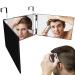UHdod 3 Way Mirror with LED Lights for Self Hair Cutting 360 Barber Mirror Trifold Mirror Portable Mirrors  Light and Height Adjustable 3 way led light