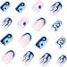 24Pcs Short Square Blue Heart Flame Glossy Press on Nails - Reusable False Nails for Women and Girls - Buy Online on GoSupps.com