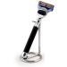 Safety razor with 5 blades black and stainless steel stand ideal for daily use suitable for wet shaving