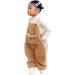 Flannel Winter Kids Suspender Pants | Warm Toddler Overalls for Boys & Girls | Cotton Leggings | Brown | Size 3-4T - Buy Online on GoSupps.com