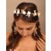 Chargances Bridal White Flower Hair Vine Wedding Leaf Crystal Headband Dainty Pearl Statement Handmade Hair Accessories for Women and Girls Brides (Gold) - Buy Online on GoSupps.com