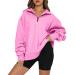 Oversized Sweatshirt for Women Trendy,Vintage Long Sleeve Half Zip Up Solid Pullover Fall Sweaters for Girls Rd1 #2 X-Large