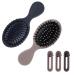 Joi-Fun 2 Pack Mini Travel Hair Brush for Girls Women Boys Men Kids Small Detangling Hairbrush for Wet Dry All Hair Types Glide Through Tangles With Ease Knots Without Tears or Breakage (Black Set)