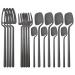 Flatware Sets 16Pcs Black Matte Cutlery Set 304 Stainless Steel Dinnerware Western Knife Fork Spoon Dinner Set Kitchen Flatware Tableware Set (Color : Black)