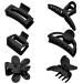 Black Hair Clips 6 Pack Black Claw Clips for Thin Thick Hair 1.85-4.5 Inch Matte Non Slip Jaw Clips Flower Banana Butterfly Claw Clips Hair Accessories for Women and Girls