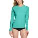 TSLA Women's UPF 50+ Long Sleeve Rash Guard Swim Shirts, UV Protection Sun Shirts, Regular-Fit Quick Dry Water Shirts Sun Block Long Green Large