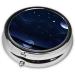 Serene Blue Night View Round Pill Box | 3 Compartment Portable Organizer for Travel - Buy Online on GoSupps.com