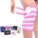 (1 Pair Elastic Breathable Knee Compression Bandage Wrap Support Knee Brace Compression Sleeve for Men & Women Bodybuilding Weightlifting Crossfit and Fitness (White/Rose)