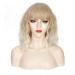 Natural-Looking Ombre Blonde Wavy Bob Wig with Bangs - Heat Resistant Synthetic Wig for Women - Buy Online on GoSupps.com