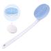 SisDruo Silicone Bath Body Brush  Back Scrubber with Long Handle for Shower  BPA-Free  Non-Slip  Built-in sponge (Blue)