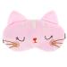 WLLHYF Cute Sleeping Eye Mask Soft Plush Cartoon Cat Blindfold Comfortable Animal Eye Cover Funny Novelty Sleeping Eye Shade for Women Men Kids Travel Nap Sleeping(Pink)