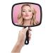 Lurrose Hand Held Mirror Salon Barbers Hairdressers Paddle Mirror with Handle(Black)