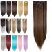 26" Long Straight Clip in Hair Extensions Full Head 8Pcs 18Clips Ombre Colorful Synthetic Hair Clip in Hairpiece Dark Brown mix Sandy Blonde Dark Brown mix Sandy Blonde 26 inch