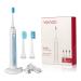 VONDA Sonic USB Rechargeable Electric Toothbrush and Holder with Multiple Brushing Modes and 3 Replacement Heads Blue