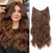 Brown Hair Extensions Clip in with Adjustable Size Removable Clips 20inch Secret Invisible Hair extension Synthetic Curly Hair Pieces for Women 20 Inch Light Reddish Brown
